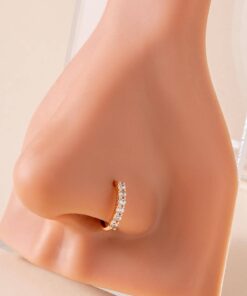 Sıralı Taşlı Gold Halka Piercing