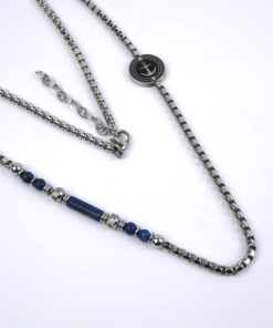 Lacivert Detaylı Çapa Kolye